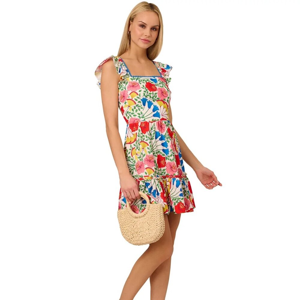 Adrianna by Adrianna Papell Women Floral-Print Flutter-Sleeve Mini Dress Sze 10